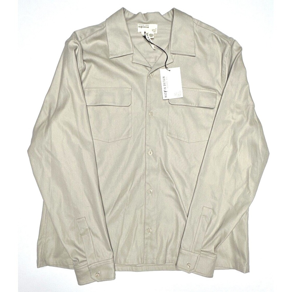 Ted Baker Mens Size 7 3XL Double Pocket Shacket‎ Long Sleeve Stone Shirt